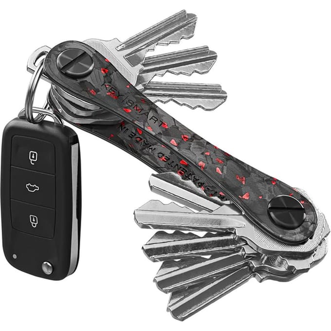 KeySmart Compact Keyholder Red Forged Carbon