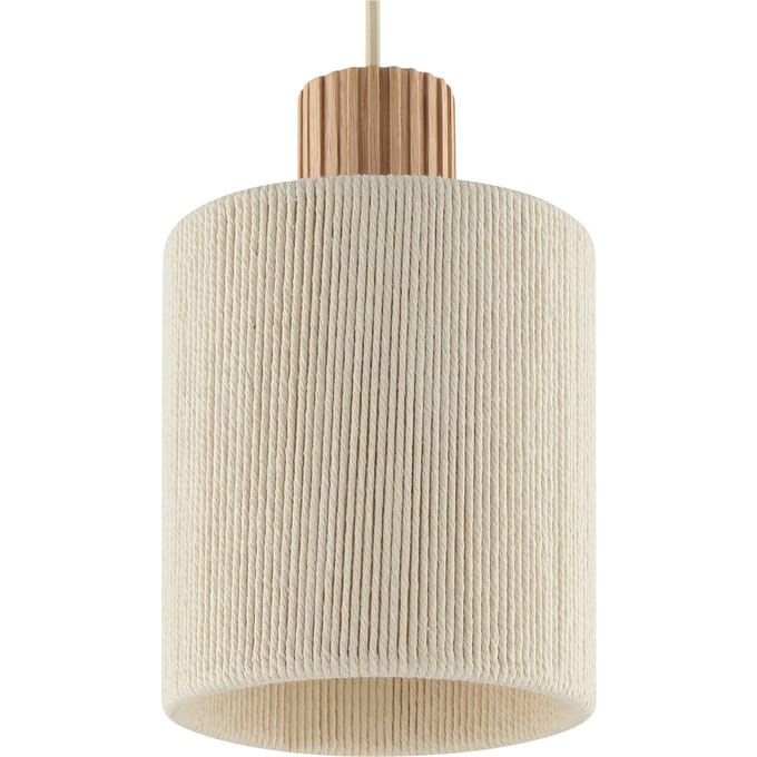Brilliant Hanglamp Arlo, beige, textiel/hout, Ø 40 cm, 3-lamps