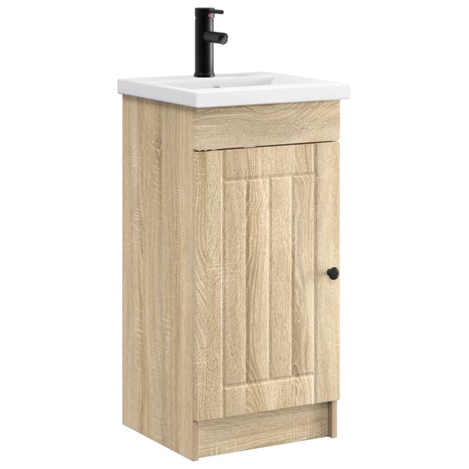 vidaXL - Badkamer - Vanity - met - Wastafel - Sonoma - Eiken - 42 - x - 40 - x - 84,5 - cm