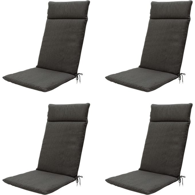 Madison - Tuinstoelkussen Hoge Rug Dark grey canvas eco+ - Ca. 120x50 cm - Set van 4