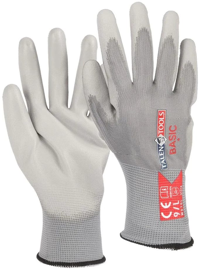 Talen Tools - Werkhandschoenen - Extra grip - Maat L - Grijs