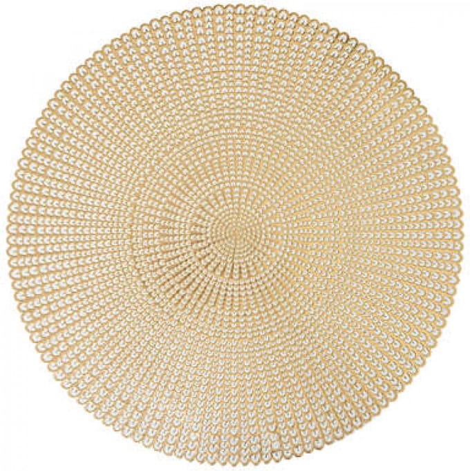 Placemats - Rond - 38 cm - 4 stuks - Onderlegger - Hitte bestendig - delicatesse goud d41 - Luxe uitstraling