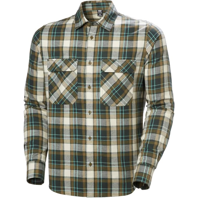 Helly Hansen Lokka Flannel LS Shirt, overhemd, heren, groen/bruin