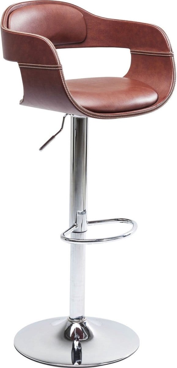 Kare Design Verstelbare Barkruk Monaco - Kunstleer - Inox - Bruin