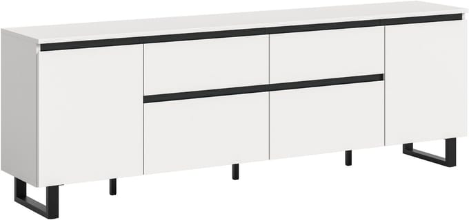 Tomasa TV-meubel 2 deuren, 2 vouwdeuren, 2 lades wit.
