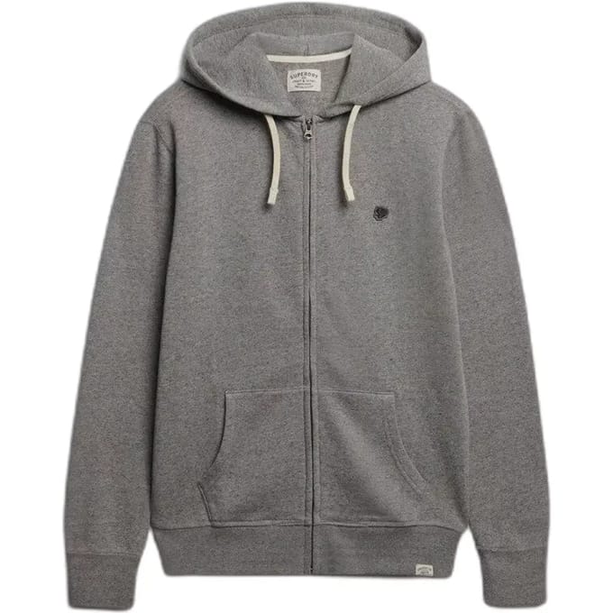 Superdry Monogram Geborduurde Zip Hoodie Dark Grey Grootte: S