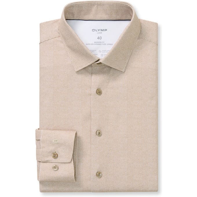 OLYMP Luxor 24/Seven Overhemd, Modern Fit, New Kent, Nougat