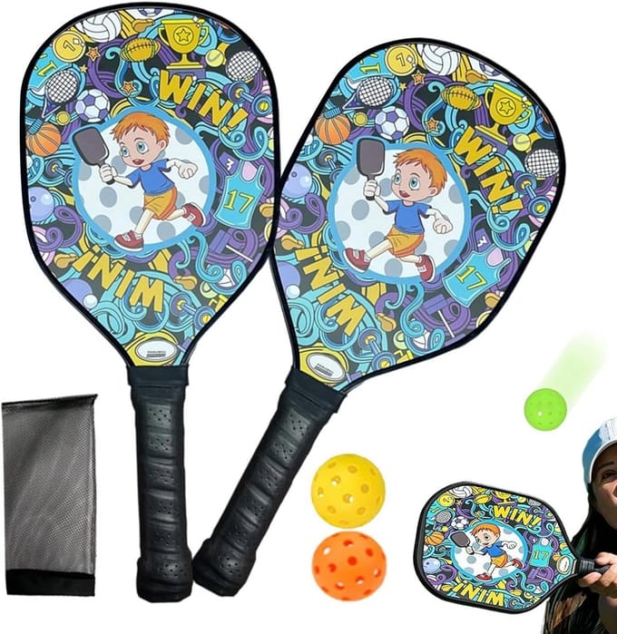 Racketbal Paddle Set - Houten Paddles - Actief Buitenspel - Antislip Handgreep - 40 x 20 x 2 cm