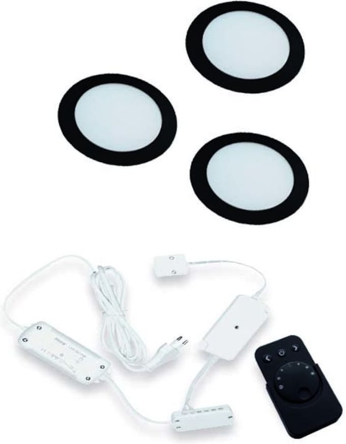 Hera FR-68 Dynamic LED set van 3 spots met dimmer inbouw 24V/15W zwart
