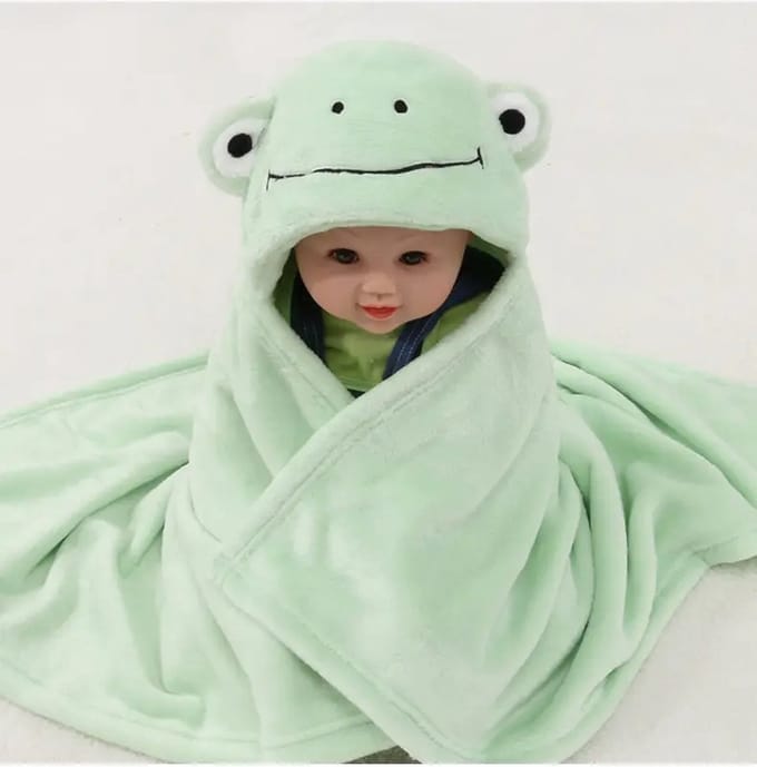Badcape - Babycape - Fleecedeken - Maxi cosy deken - Kraam Cadeau - Capuchon - Kikkerprint