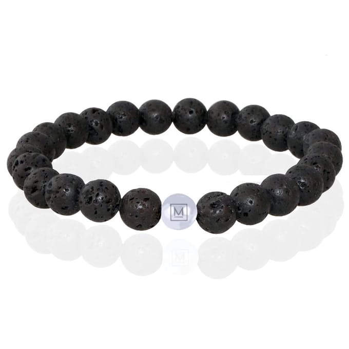 Memphis Kralen Armband Lavasteen Edelstaal Kraal-21cm