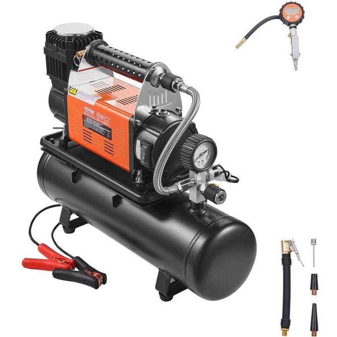 Compresseur d'air robuste et réservoir de 6 L 6,35 CFM Gonfleur de pneus portable 150 PSI