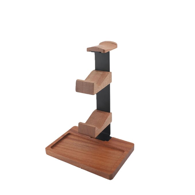 Support de manette de jeu Support de casque Bois Métal Organisateur de bureau pour manette et casque pour salle de jeu black