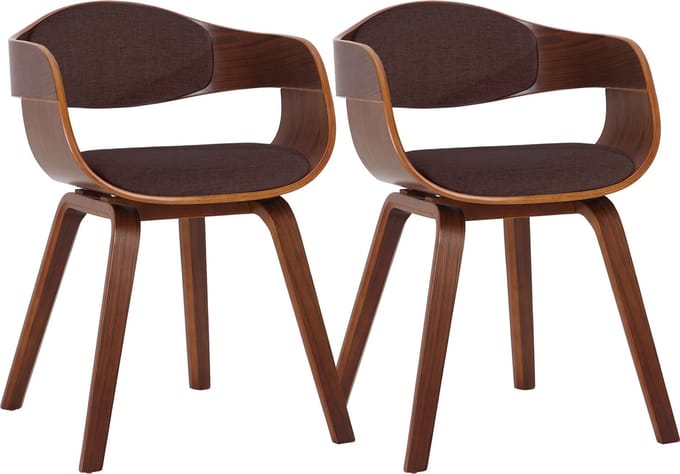 CLP Kingston Set van 2 eetkamerstoelen - Met armleuning - Stof - walnoot/bruin walnoot
