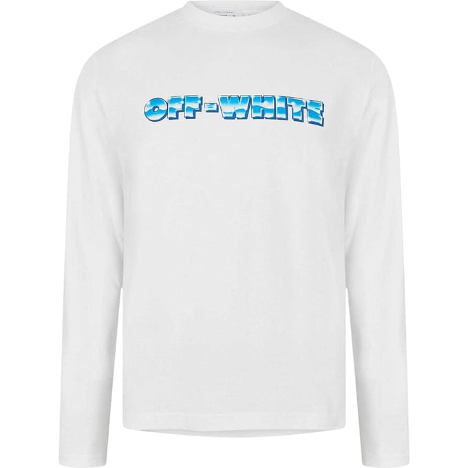 Off White Heren-T-shirt met lange mouwen en logo (Wit)