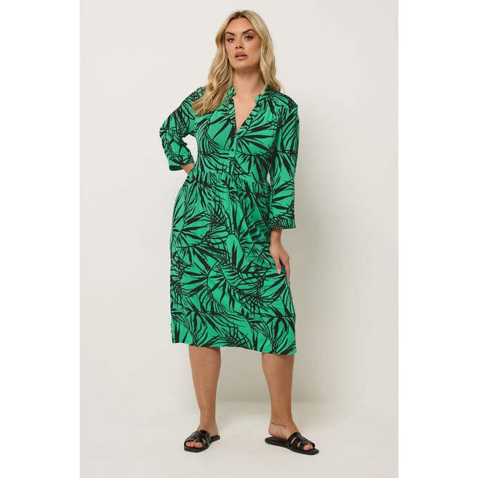 Yours Groene Midijurk Met Bladprint Size 42