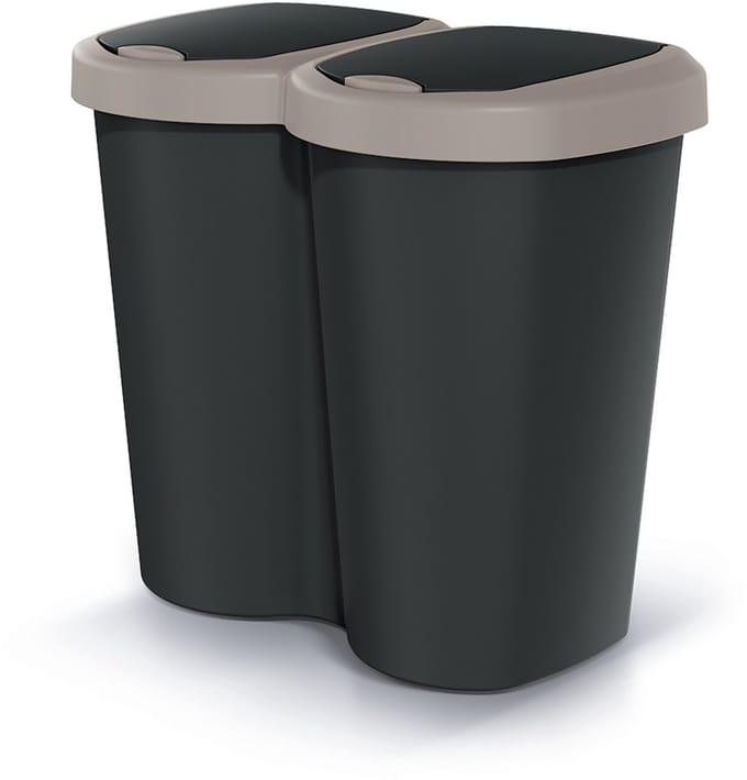 Compacta B Duo - Prullenbak - 40L - één compartiment twee deksels - Bruin en zwart