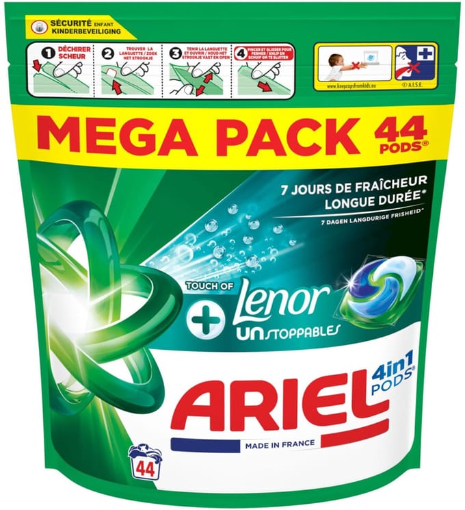 Ariel 4in1 Wasmiddel Pods Lenor Unstoppables - 44 stuks