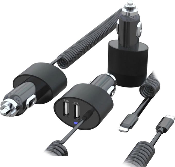 Maclean MCE76 2xUSB 5.2A Autolader Ingebouwde 8PIN Black