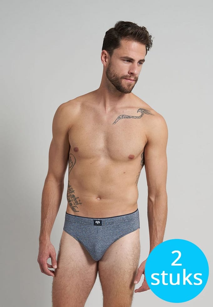 Ceceba heren sport slip (2-pack) - middenblauw gestreept - Maat: XL
