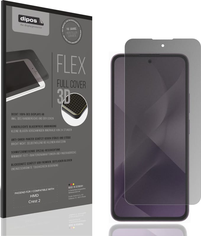 dipos FLEX – Matte Privacy Screenprotector geschikt voor HMD Crest 2 | Volledige Schermbescherming | Case-Friendly