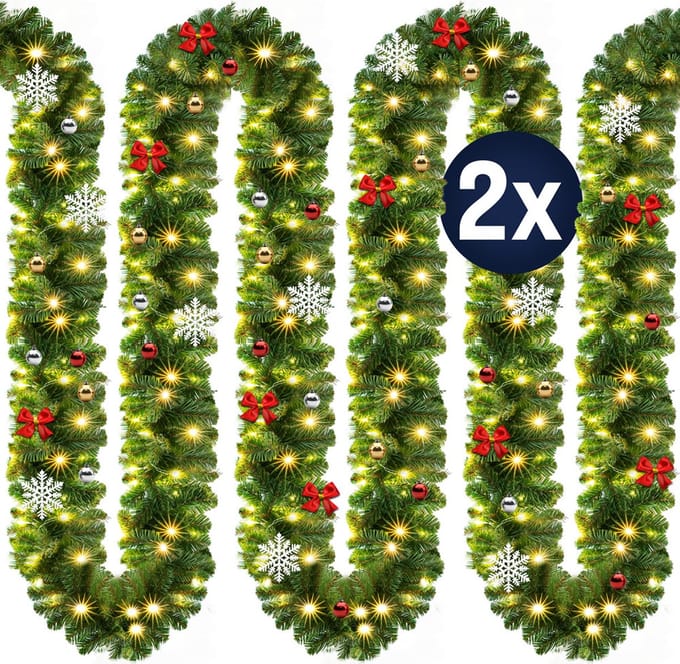 Casaria Guirlande - 2x5m 160 LED Warmwit Decoratie - Groen
