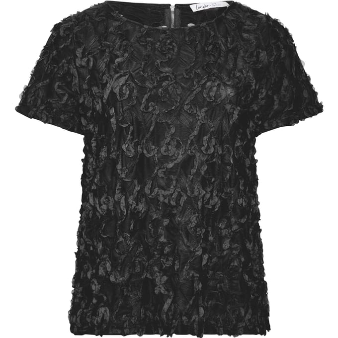 Yours London Zwarte Top Met 3D Abstract Patroon Size 42