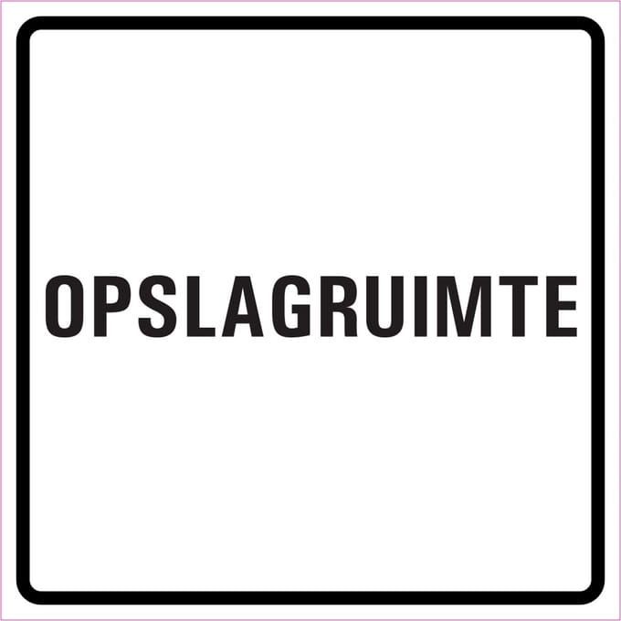 Opslagruimte sticker, wit zwart 200 x 200 mm