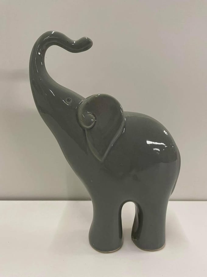 J-line Olifant Porselein Grijs Medium 17X6X27Cm