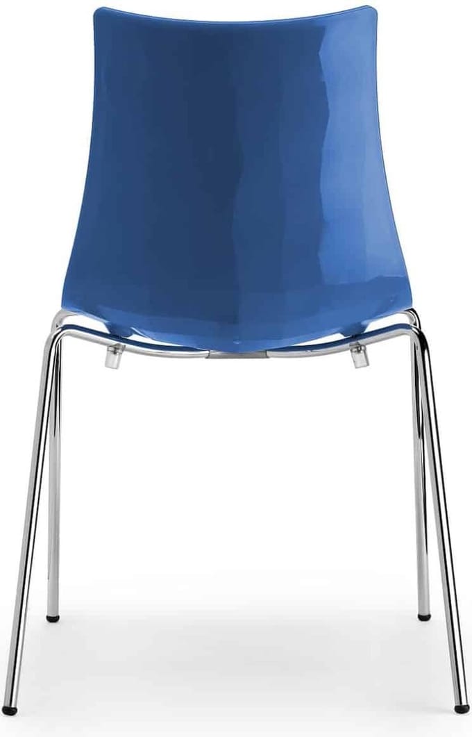 Kantinestoelen Design Luisa Battaglia Rode kuip Wit frame