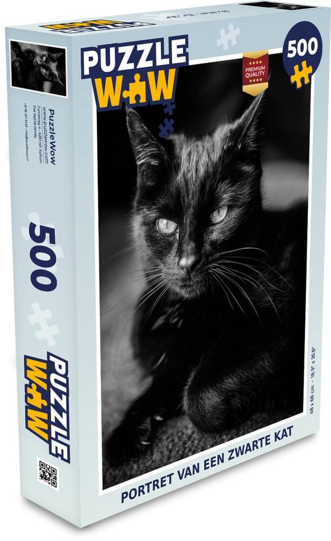 Puzzel Portret van een zwarte kat - Legpuzzel - Puzzel 500 stukjes