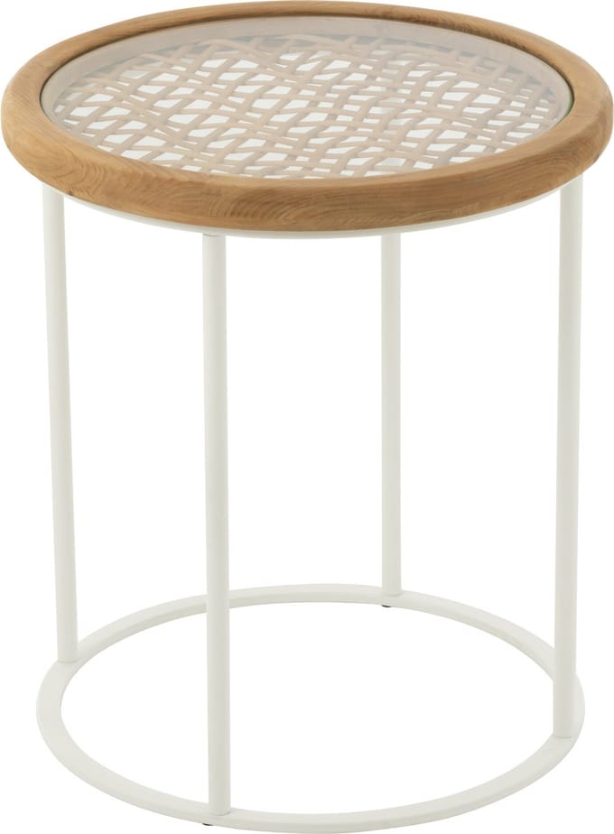J-Line bijzettafel Mati - sparhout/metaal - naturel/wit