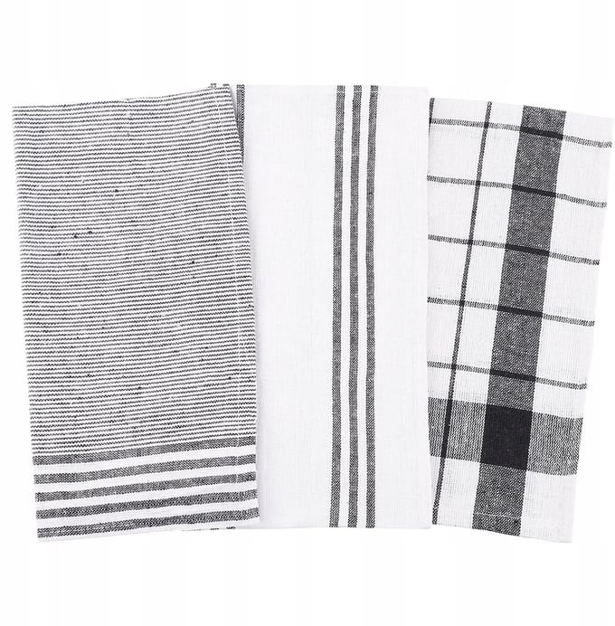 Keukendoekenset 3-stuks Zwart Wit 45x65 cm MORAJ