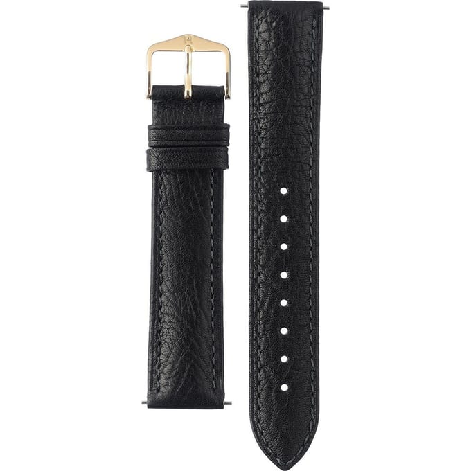 Hirsh Horlogeband Camelgrain Zwart - Leer - 19mm