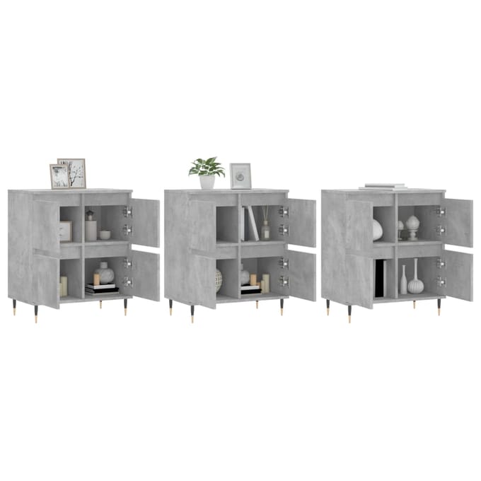 vidaXL - Dressoirs - 3 - st - bewerkt - hout - betongrijs