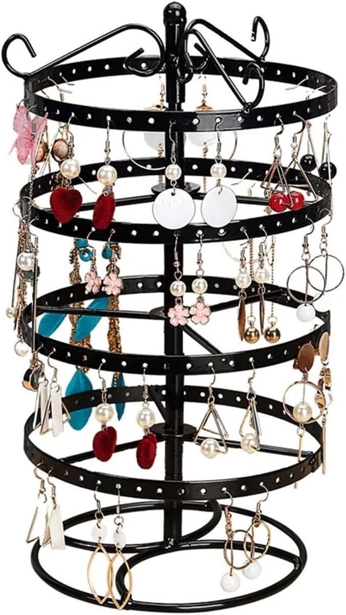 Sieraden Organizer - Juwelen Display - Overzichtelijk Presenteren - 4 Laags Roterend - 32cm Hoog - Zwart