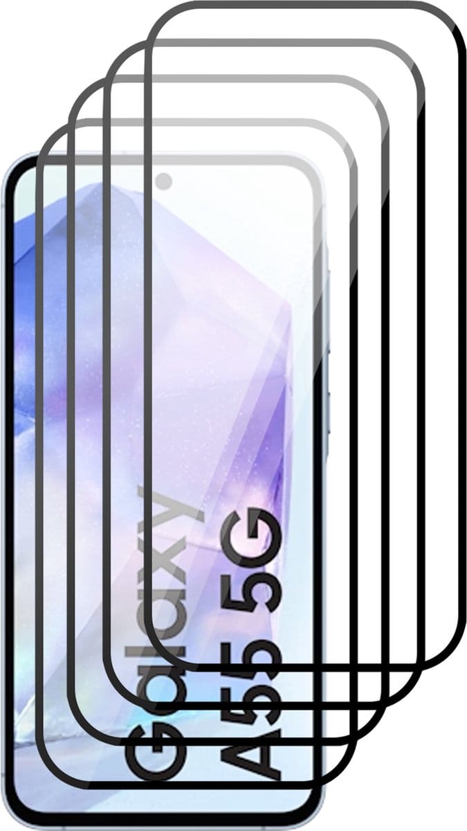 Screenprotector geschikt voor Samsung Galaxy A55 - 4x Volledig Dekkend Glas Screen Protector