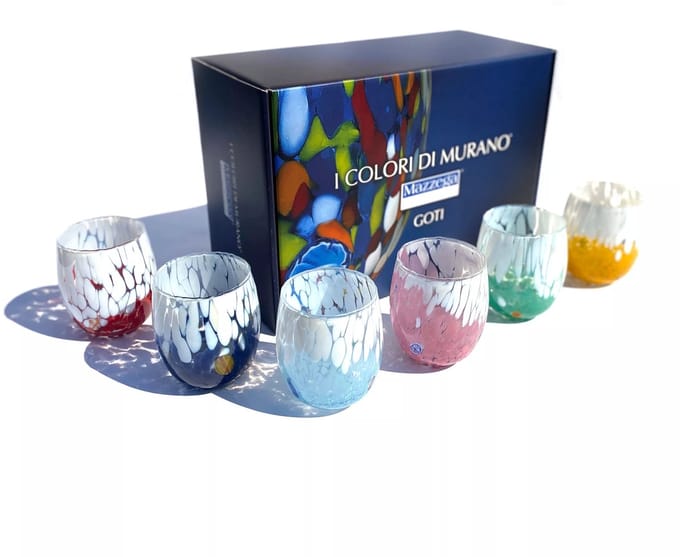 Mazzega Art en Design Murano waterglazen bicolor 435ml gift box