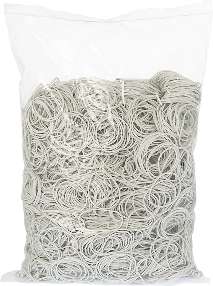 Rubbermagazijn - Elastiekjes - Rubber - Wit - 40x1,5mm - Circa 3300 stuks - Kleine elastiekjes