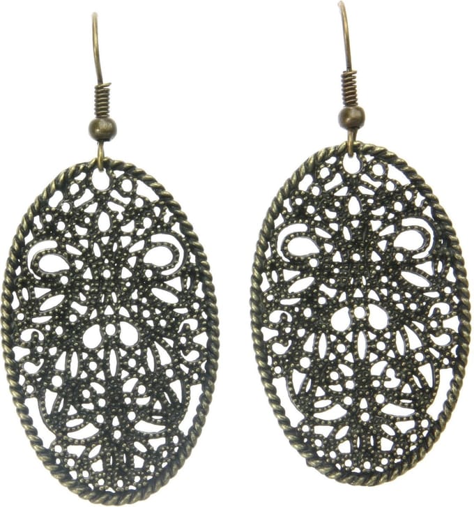 Behave - Ovale oorhangers met open patroon - boho avondstijl