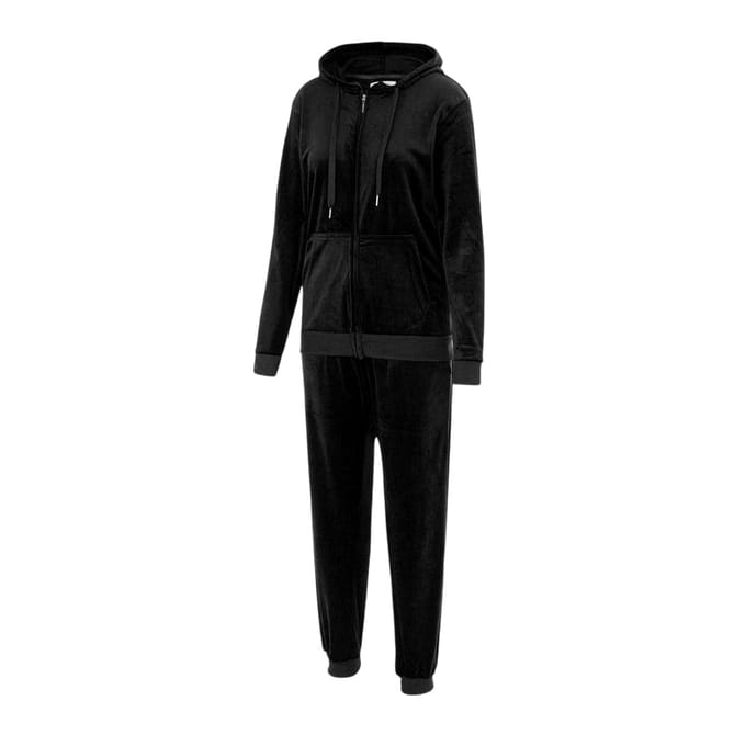 Miso Dames Velours Trainingspak Set (Zwart)