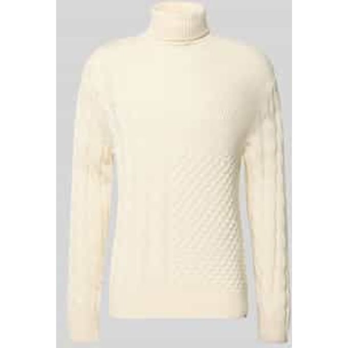 Tom Tailor Denim - Relaxed fit coltrui met kabelpatroon - Maat M - Wool White