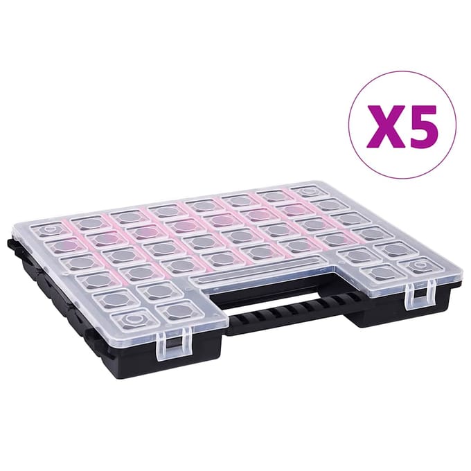 vidaXL - Assortimentsdozen - 5 - st - met - verdelers - 385x283x50 - mm - kunststof
