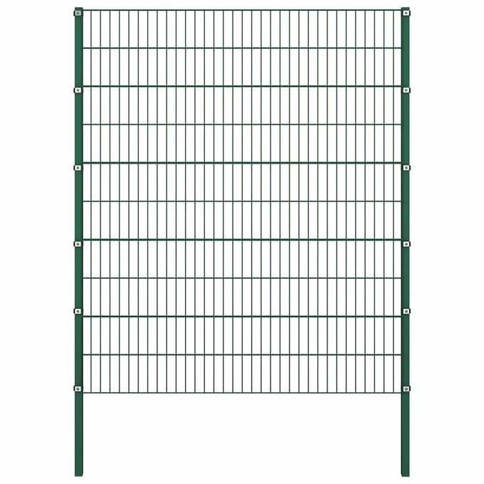 vidaXL - Schuttingpaneel - met - palen - ijzer - 1040x200 - cm - groen