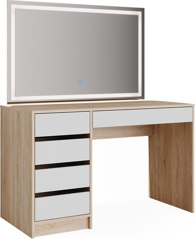 Vicco Sherry Kaptafel met licht – 120 cm met LED-spiegel Wit/Sonoma