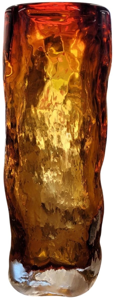 Vaas rock amber small 6x6x20 - handgemaakt dik glas - opening 4.5cm