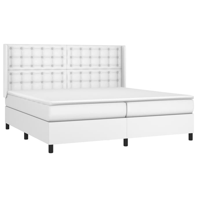 vidaXL - Boxspring - met - matras - kunstleer - wit - 200x200 - cm