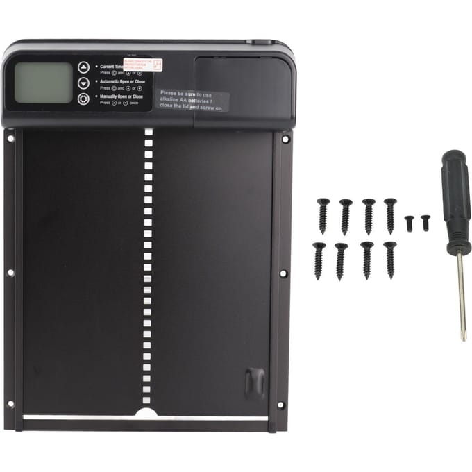 Automatisch Kippenhokdeur met Timer Aluminiumlegering IP45 Waterdicht LED-Display Batterijgevoed gray