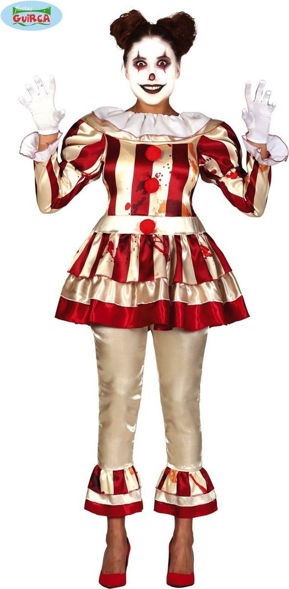 Fiestas Guirca - Striped Killer Clown dames (maat M)