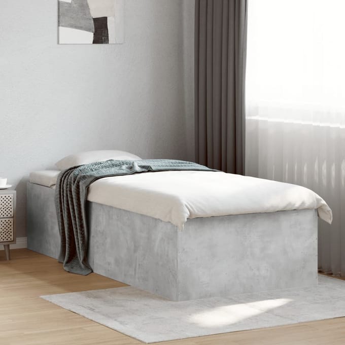 vidaXL - Bedframe - bewerkt - hout - betongrijs - 100x200 - cm